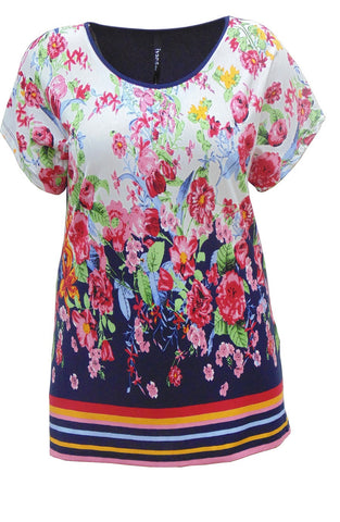 Pink & Multi Tropical Print Top
