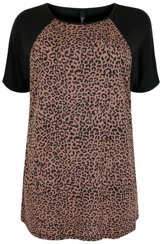 Black & Brown Animal Print Panel Top,Plus size clothing,womens plus size clothing,big size ladies dress,plus size