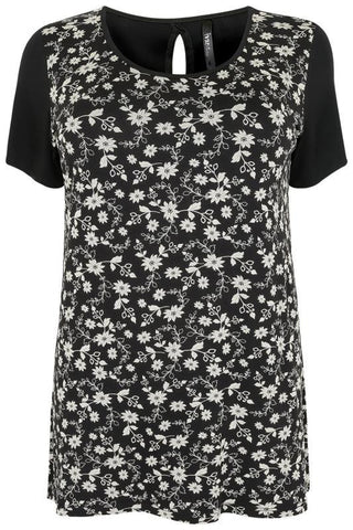 Black & White Flower Print Top,Plus size clothing,womens plus size clothing,big size ladies dress,plus size