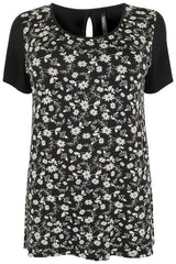 Black & White Flower Print Top,Plus size clothing,womens plus size clothing,big size ladies dress,plus size