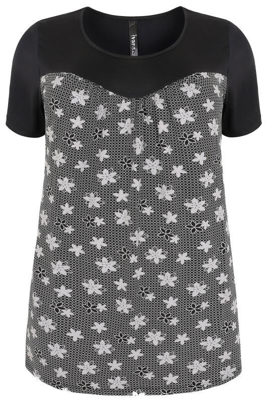 Black & Cream Floral Top,Plus size clothing,womens plus size clothing,big size ladies dress,plus size