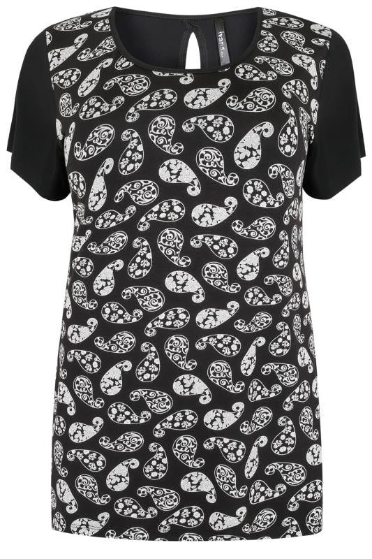 Black & Cream Paisley Print Top
