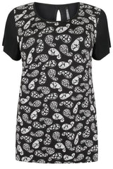 Black & Cream Paisley Print Top