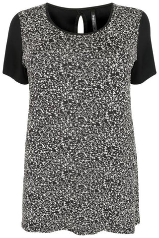 Black &White Swirly Vine Print Top,Plus size clothing,womens plus size clothing,big size ladies dress,plus size