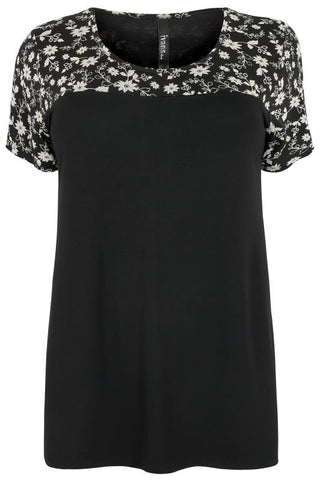 Black & White Floral Print Top,Plus size clothing,womens plus size clothing,big size ladies dress,plus size