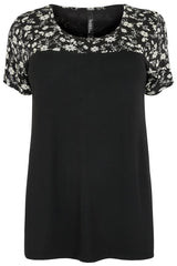 Black & White Floral Print Top,Plus size clothing,womens plus size clothing,big size ladies dress,plus size