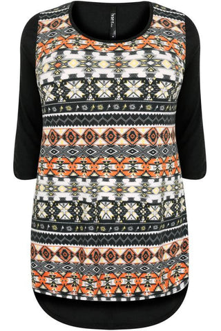 Black & Multi Colour  Print Top,Plus size clothing,womens plus size clothing,big size ladies dress,plus size