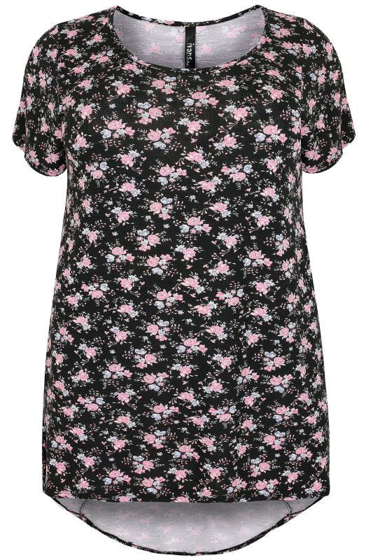 Black & Pink Floral Top,Plus size clothing,womens plus size clothing,big size ladies dress,plus size
