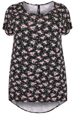 Black & Pink Floral Top,Plus size clothing,womens plus size clothing,big size ladies dress,plus size
