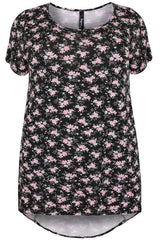 Black & Pink Floral Top,Plus size clothing,womens plus size clothing,big size ladies dress,plus size