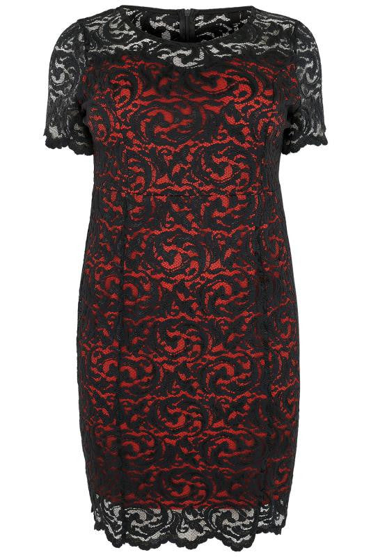Black & Red Lace Dress,Plus size clothing,womens plus size clothing,big size ladies dress,plus size
