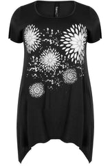 Black & White Floral Print Top,Plus size clothing,womens plus size clothing,big size ladies dress,plus size