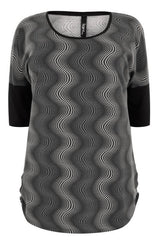 Black & Multi Optical  Illusion Top,Plus size clothing,womens plus size clothing,big size ladies dress,plus size