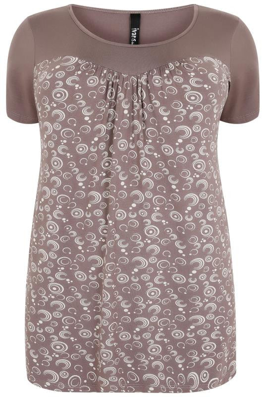 Brown & White Swirl Print Top,Plus size clothing,womens plus size clothing,big size ladies dress,plus size