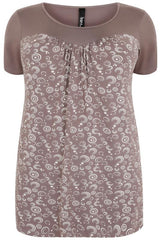 Brown & White Swirl Print Top,Plus size clothing,womens plus size clothing,big size ladies dress,plus size
