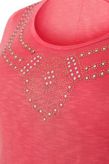 Coral Pink Top With Jewel Embelishment