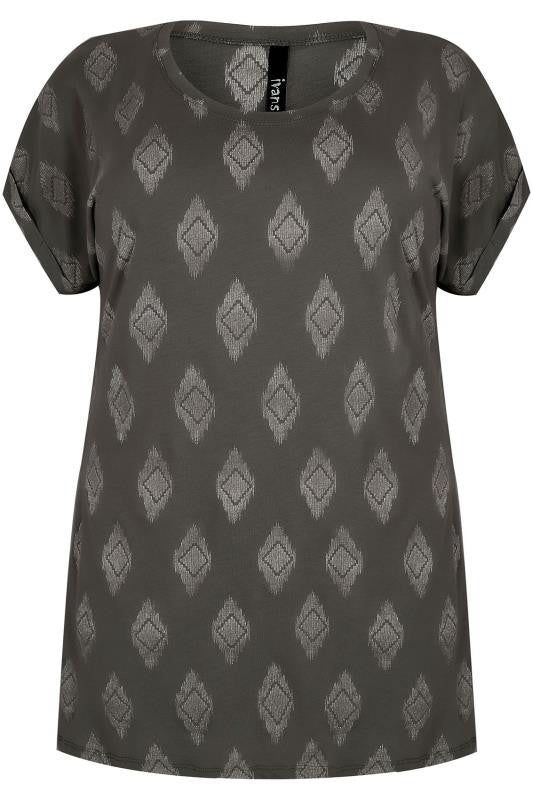 Dark Grey With Silver Diamond Print Top,Plus size clothing,womens plus size clothing,big size ladies dress,plus size