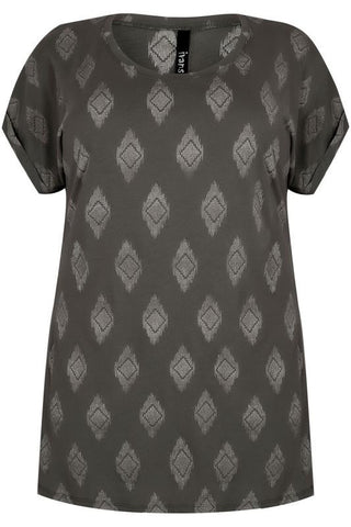 Dark Grey With Silver Diamond Print Top,Plus size clothing,womens plus size clothing,big size ladies dress,plus size