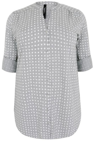 Grey With The White Polka Dot Shirt,Plus size clothing,womens plus size clothing,big size ladies dress,plus size