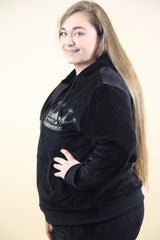 Black Tracksuit  With Diamond Crown Print Details