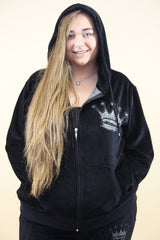 Black Tracksuit  With Diamond Crown Print Details