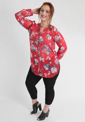 Red Floral Blouse