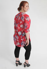 Red Floral Blouse