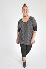 Black & Multi Optical  Illusion Top