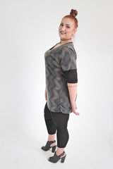 Black & Multi Optical  Illusion Top