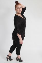 Black Jersey Shirt With Zip Neckline