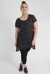 Black&White Star Print Top With Side Pocket