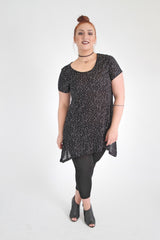 Black & White Star Print Top With Hanky Hem