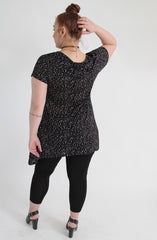 Black&White Star Print Top With Side Pocket