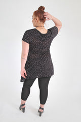Black & White Star Print Top With Hanky Hem