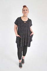 Black & White Star Print Top With Drop Pockets