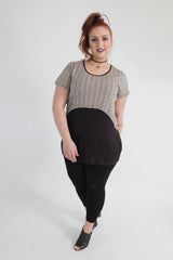 Black & Beige Top With Button Details