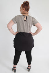 Black & Beige Top With Button Details