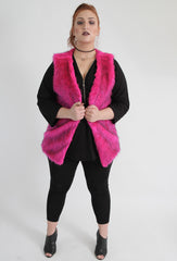 Pink Faux Fur Sleeveless Waistcoat