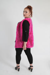 Pink Faux Fur Sleeveless Waistcoat