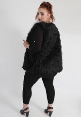 Black Faux Fur Sleeveless Waistcoat