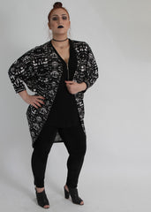 Black With White Pattern Cardigan