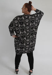 Black With White Pattern Cardigan