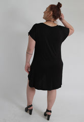 Black Butterfly Print Top With Shredded Shoulder Detail