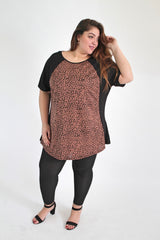 Black & Brown Animal Print Panel Top
