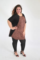 Black & Brown Animal Print Panel Top