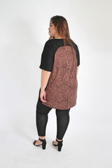 Black & Brown Animal Print Panel Top