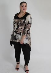 Black & White Mixed Stripe And Dot Print Jersey Top