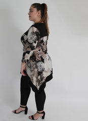 Black & White Mixed Stripe And Dot Print Jersey Top