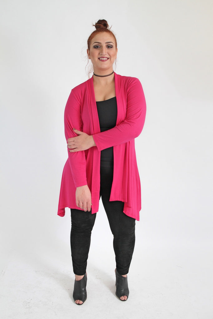 Pink Edge to Edge Waterfall Cardigan,Plus size clothing,womens plus size clothing,big size ladies dress,plus size