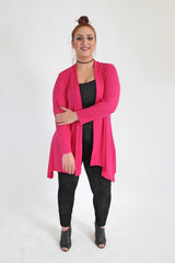 Pink Edge to Edge Waterfall Cardigan,Plus size clothing,womens plus size clothing,big size ladies dress,plus size